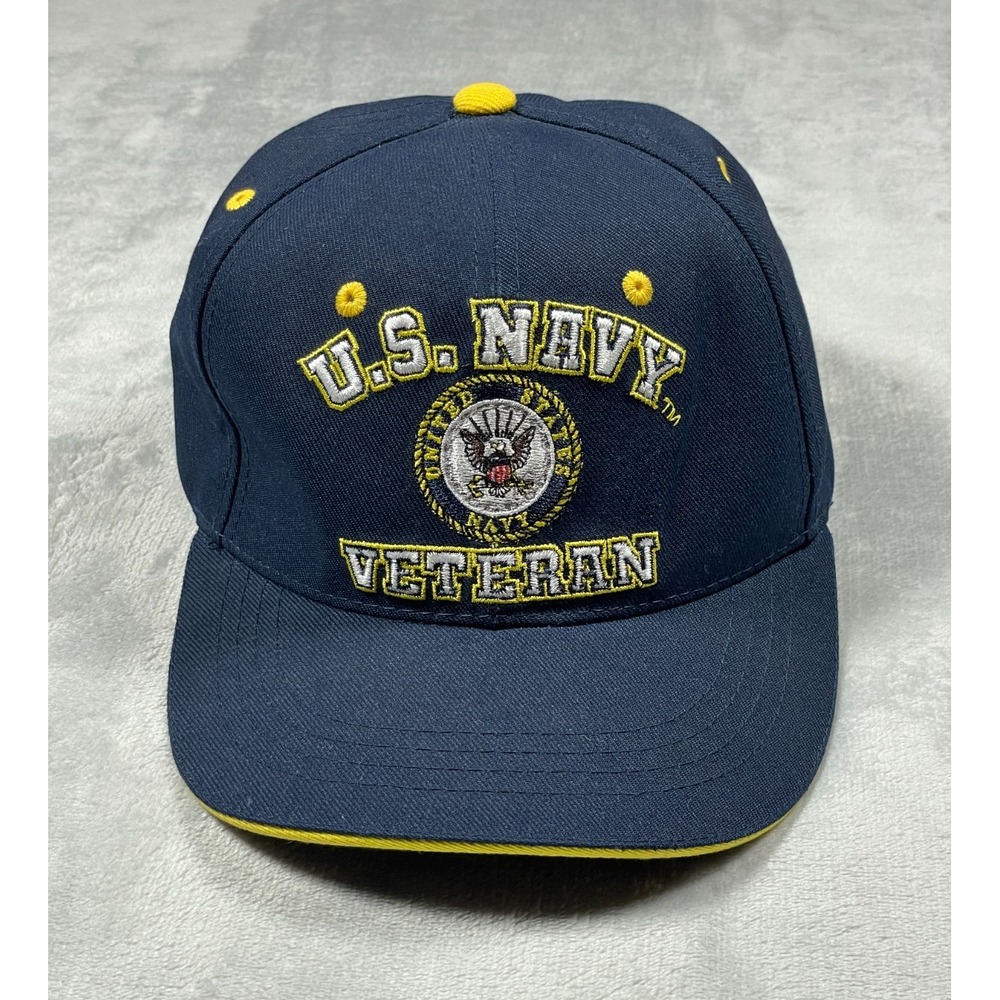U.S. Navy Veteran Hat Navy Blue Embroidered Eagle Adjustable Rapid Dominance